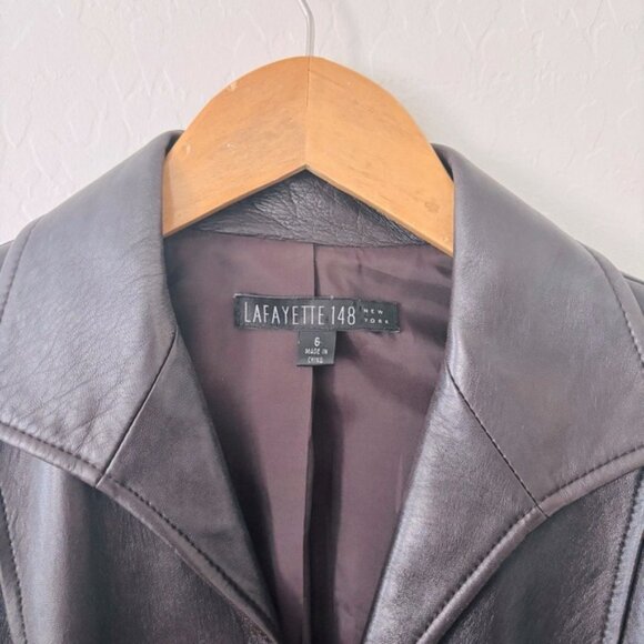 Lafayette 148 Brown Lambskin Leather Jacket - Picture 3 of 10
